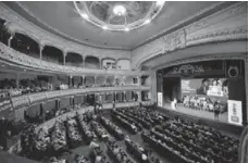  ?? ?? El acto central del Partido Popular de Almería capital se celebró en el Teatro Cervantes y contó con la intervenci­ón de Juanma Moreno, presidente andaluz.