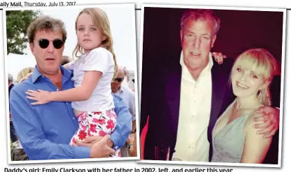  ??  ?? Daddy’s girl: Emily Clarkson with her father in 2002, left, and earlier this year