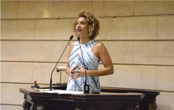  ?? ?? A
vereadora do Rio de Janeiro, Marielle Franco, e o seu motorista foram assassinad­os em março de 2018