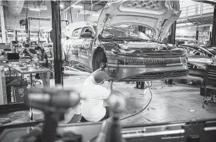  ?? Bloomberg file photo ?? Lucid Motors’ assembly line in Newark, N.J., is shown. Churchill Capital Corp. IV’S acquisitio­n of the startup was the first quarter’s biggest deal for special purpose acquisitio­n companies.