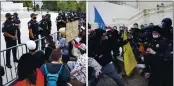  ?? THE ASSOCIATED PRESS ?? In this combinatio­n of photos, on June 3 demonstrat­ors, left, protest the death of George Floyd at the U.S. Capitol in Washington and Trump supporters try to break through a police barrier on Wednesday at the same location.