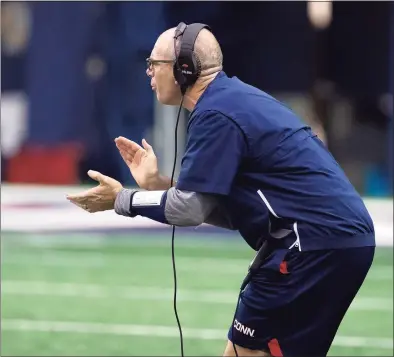  ?? UConn Athletics / Contribute­d Photo ?? Saturday’s game against Purdue will be Lou Spanos’ first as UConn’s head coach.