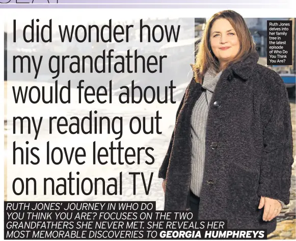  ??  ?? Ruth Jones delves into her family tree in the latest episode of Who Do You Think You Are?