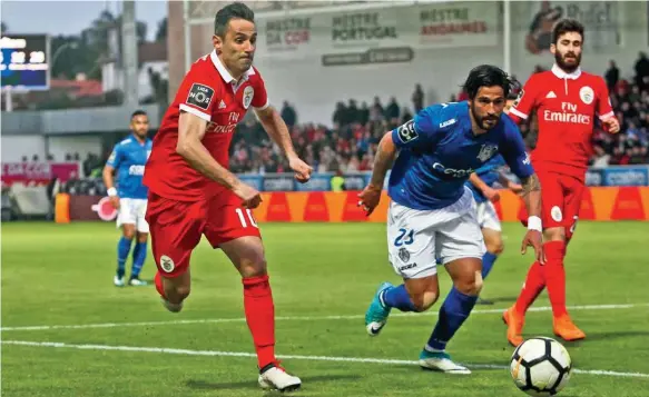  ??  ?? Diante do Feirense, Jonas ficou em branco e o Benfica só chegou aos golos após a entrada de Jiménez e a mudança para o 4x4x2