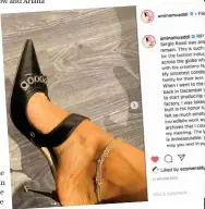  ?? Instagram ?? Amina Muaddi
Above: Muaddi took to her social media to post a series of images donning Sergio Rossi shoes.