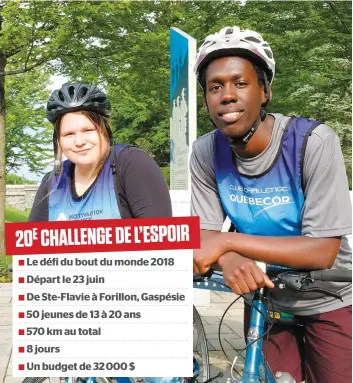  ?? PHOTO JEAN-FRANÇOIS RACINE ?? Sarah-maude Boutin, 15 ans, et Teddy Segor Ingabire, 19 ans, vont relever le défi du 20e Challenge de l’espoir de Motivactio­n Jeunesse.