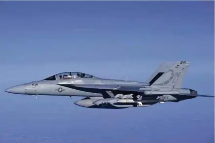  ?? REUTERS PIC ?? A US Navy EA-18G Growler carrier-based electronic warfare jet from the Electronic Attack Squadron ‘Scorpions’ flying over the Mediterran­ean Sea.