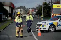  ??  ?? Police, fire and ambulance at the scene of a crash with a cyclist in Inglewood.