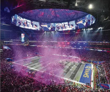  ?? HYOSUB SHIN/AJC 2019 ?? Atlanta last hosted the Super Bowl in 2019, when the New England Patriots beat the Los Angeles Rams at Mercedes-benz Stadium during Super Bowl LIII. “Atlanta has done an incredible job,” NFL Commission­er Roger Goodell said at the time.