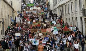  ??  ?? The climate strike in Lisbon, Portugal. Photograph: Horacio Villalobos#Corbis/Corbis via Getty Images