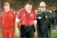  ?? Arkansas Democrat-Gazette/DAVID GOTTSCHALK ?? Houston Nutt’s first loss as Arkansas’ head coach was heart-wrenching. “It was just an unfortunat­e deal there what happened at the end,” he said recently.