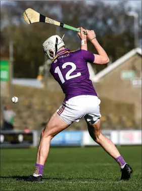  ??  ?? Rory O’Connor drilling his first-half free to the net at the Clonard end.