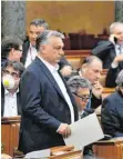  ?? FOTO: ZOLTAN MATHE/DPA ?? Viktor Orbán am Montag im ungarische­n Parlament.