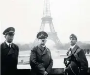  ??  ?? Hitler at Trocadéro with the Eiffel Tower on 23 June 1940,
his architect Albert Speer on the left.