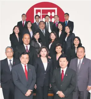  ??  ?? IN PHOTO are (front row, from left) Emmanuel V. Clarino; Roman Felipe S. Reyes, chairman; Mildred R. Ramos; Protacio T. Tacandong, chief operating officer; Atty. Rafael Ma. C. Vinzon; (second row) Joel L. Tan-Torres; Feliza A. Peralta; Haydee R....