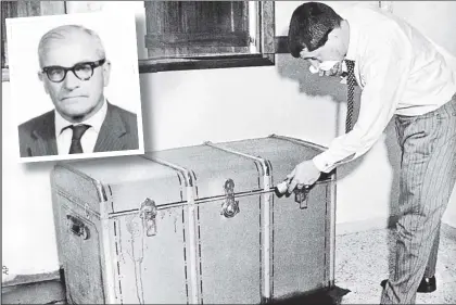  ??  ?? The Mossad left war criminal Herberts Cukurs’ body in a steamer trunk as a message to the world.