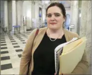  ?? BRIAN WITTE — THE ASSOCIATED PRESS FILE ?? On March 19, Del. Ariana Kelly stands outside the Maryland House of Delegates in Annapolis, Md., after the House voted unanimousl­y for her bill to strengthen the General Assembly’s policy for handling sexual harassment complaints to cover lobbyists and...