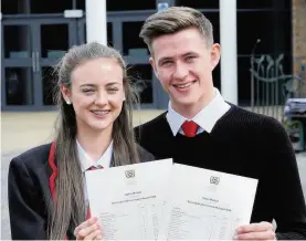  ??  ?? Top marks Sophie and Fraser Allardyce of Cathkin High managed 10 Highers between them - nine of which were As