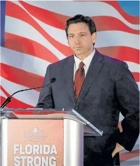  ?? AFP ?? Desafiante. El gobernador de Florida, Ron DeSantis.