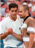  ?? AP Photo/Malcolm Clarke, File ?? ■ In this Sept. 10, 1995, file photo, Pete Sampras of Tampa, Fla., left, and Andre Agassi of Las Vegas shake hands at the net after the finals of the U.S. Open tennis tournament in New York. Sampras defeated Agassi 6-4, 6-3, 4-6, 7-5.
