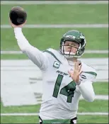  ?? AP FILE ?? Jets quarterbac­k Sam Darnold was traded to the Panthers on Monday for three draft picks.