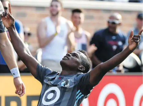  ?? AARON LAVINSKY/STAR TRIBUNE/THE ASSOCIATED PRESS ?? Minnesota United striker Carlos Darwin Quintero has scored six goals in his last five games, including a hat trick against Toronto FC. The recent success seems to come down to the 3-5-2 formation adopted by the Loons.