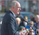  ??  ?? U.S. Sen. Bob Casey speaks in front of the courthouse.