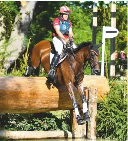  ??  ?? US rider Buck Davidson and the Master Imp son Park Trader collect just eight time-faults on the tough track to end the day in 15th place