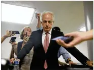  ?? NYT ?? Sen. Bob Corker, R-Tenn., speaks in Washington on July 31. President Donald Trump escalated his attack on Corker, even as advisers worried he was further fracturing his relationsh­ip with congressio­nal Republican­s.
