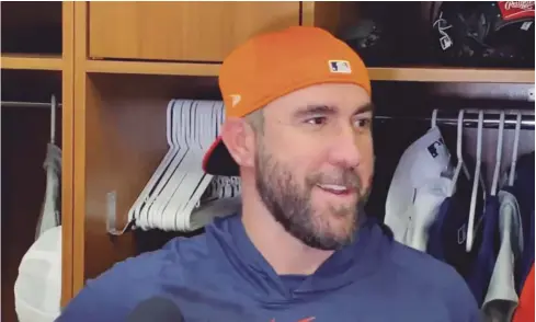  ?? FOTO: MLB ?? Justin Verlander está en el equipo de los Astros en pretempora­da, pero no puede lanzar.