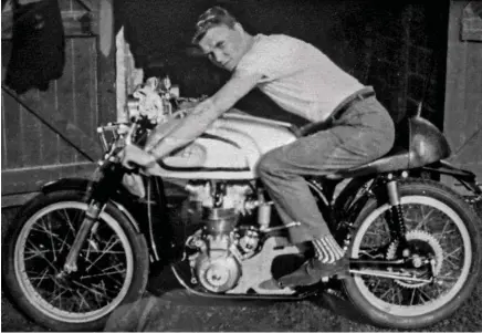  ??  ?? At the age of 17, Croxford went to Monty and Wards in Kingston and bought a Manx Norton. He dumped the engine in the shed, put a Triumph Tiger 100 motor in it and went racing