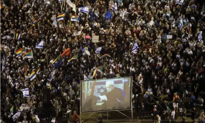  ?? Photograph: Sebastian Scheiner/AP ?? ‘The recent passing of Israel’s “nation state” law is an example of a policy that deserves critique.’ A rally in Tel Aviv against Israel’s ‘nation state’bill on 4 August.