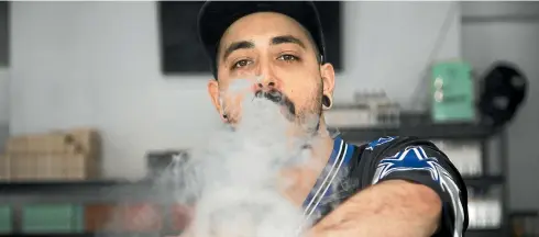  ?? PHOTOS: ROSA WOODS/STUFF ?? Vape Shop comanager Sam Nouri only sells imported juices that have been manufactur­ed in ISO-grade laboratori­es (ISO is the internatio­nal organisati­on for standardis­ation, based in Geneva).