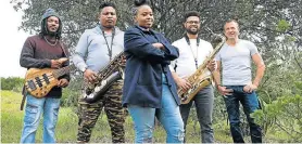  ??  ?? TASTE OF MUSIC: NMU jazz students, from left, Elviro Vrolik, Temba Ncetani and Siphosethu Mtsulwana, with jazz studies lecturers and ensemble leaders Curtis Kettledas and John Edwards