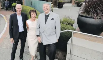  ??  ?? Inn at Laurel Point managing director Ian Powell, right, with architects John Graham and Pam Sherwin from Graham Sherwin Studio.