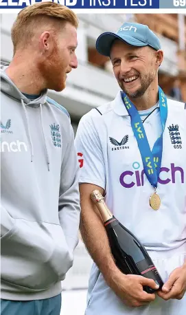  ?? GETTY IMAGES ?? Hero: man of the match Root with Stokes yesterday