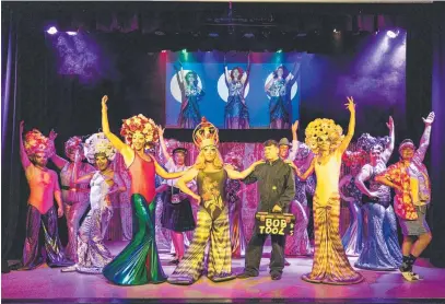  ?? ?? The Port Douglas cast of Clink Theatre musical Priscilla – Queen of the Desert on opening night on Thursday. Picture: Supplied