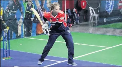  ??  ?? Pictured is Katie Winterton taking part in the Indoor Cricket World Cup in Dubai. Photo Courtesy of PowerShots Photograph­y.