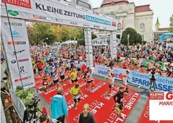  ??  ?? Der Kleine Zeitung-graz Marathon bringt die Stadt in Bewegung. Nachnennun­g noch möglich