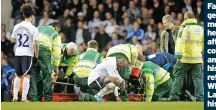  ?? ?? medical help, left, after his collapse and, right, his emotional return to White Hart Lane after his recovery