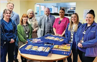  ?? ?? ●● Clayton Park Bakery donated a selection of products to staff at Derian House Children’s Hospice in Chorley