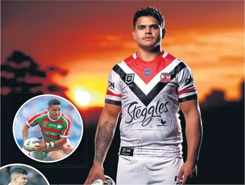  ??  ?? SHINING STAR: Latrell Mitchell will take centre stage in the NRL’s Indigenous Round this weekend. Inset, from top: Cody Walker and David Fifita.