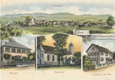  ?? FOTOS: ARCHIV HEIMATPFLE­GE LEUTKIRCH ?? Aus dem Jahr 1905 stammt diese Postkarte mit Motiven aus Wuchzenhof­en.