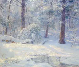  ??  ?? Walter Launt Palmer (1854-1932), Woodland Pool, 1929. Oil on canvas, 25 x 30 in., signed lower right: ‘W.L. Palmer’; titled on stretcher: ‘Woodland Pool’; signed and dated on stretcher: ‘1929’. Estimate: $40/60,000