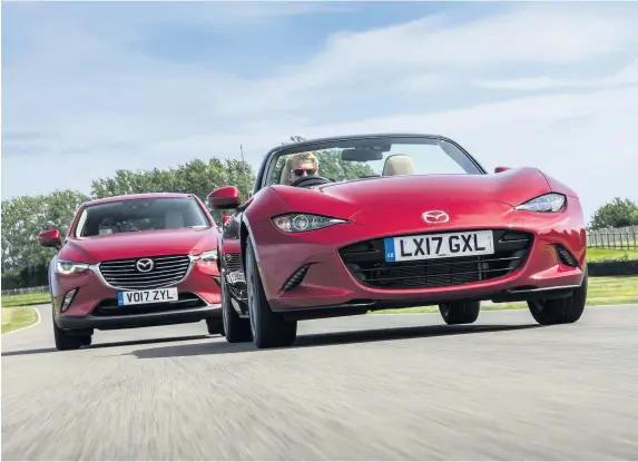  ??  ?? Mazda MX-5 and CX-3