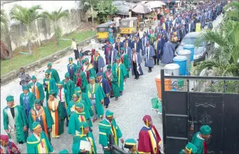  ??  ?? Graduating and matriculat­ing students of More Grace Bible Institute of The Lord’s Chosen