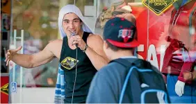  ?? MURRAY WILSON/STUFF ?? Joshua Edwards, pictured in 2013, took to rapping and busking in Palmerston North after going far in New Zealand’s Got Talent.