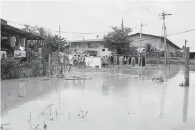  ??  ?? 住家變澤國。