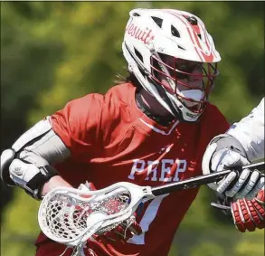  ?? Hearst Connecticu­t Media file photo ?? Fairfield Prep's James McGrath is shown during the CIAC Class L boys lacrosse quarterfin­als in Darien on June 5, 2021.