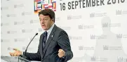  ?? EPA ?? Ieri a Bratislava. Il presidente del Consiglio Matteo Renzi